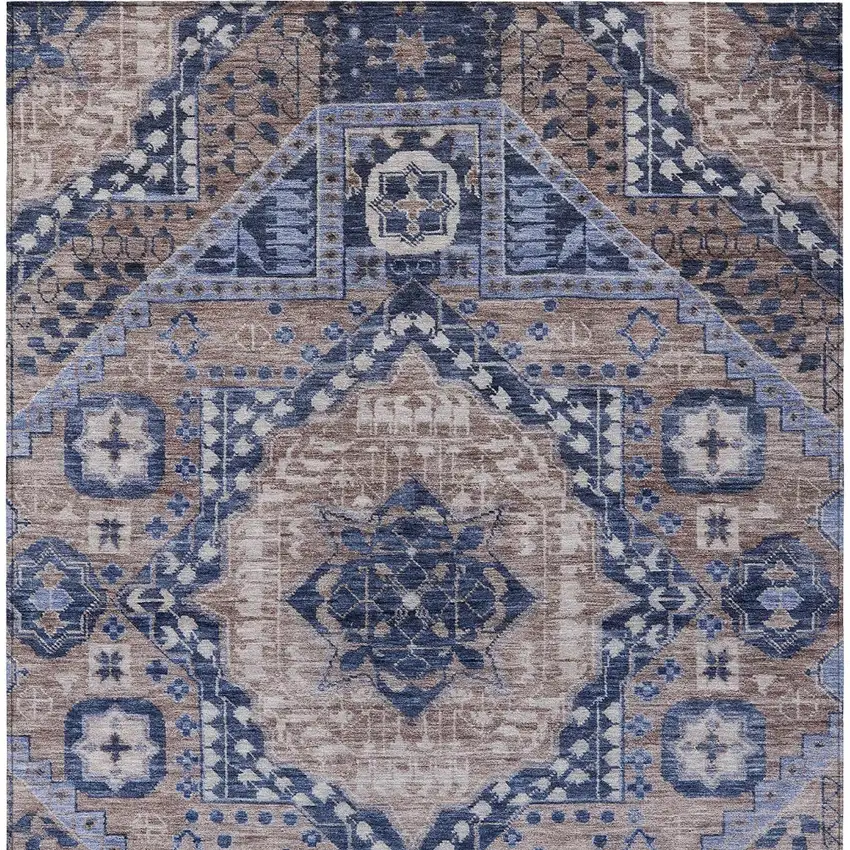 Brown And Beige Geometric Washable Indoor Outdoor Area Rug Photo 9