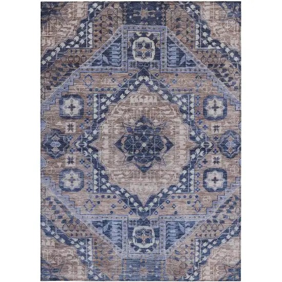 Brown And Beige Geometric Washable Indoor Outdoor Area Rug Photo 3