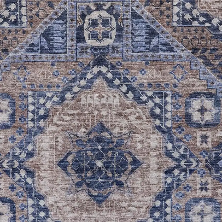 Brown And Beige Geometric Washable Indoor Outdoor Area Rug Photo 3