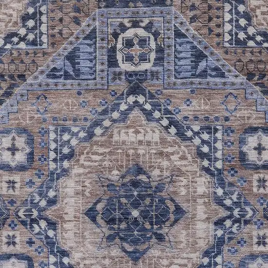 Brown And Beige Geometric Washable Indoor Outdoor Area Rug Photo 3