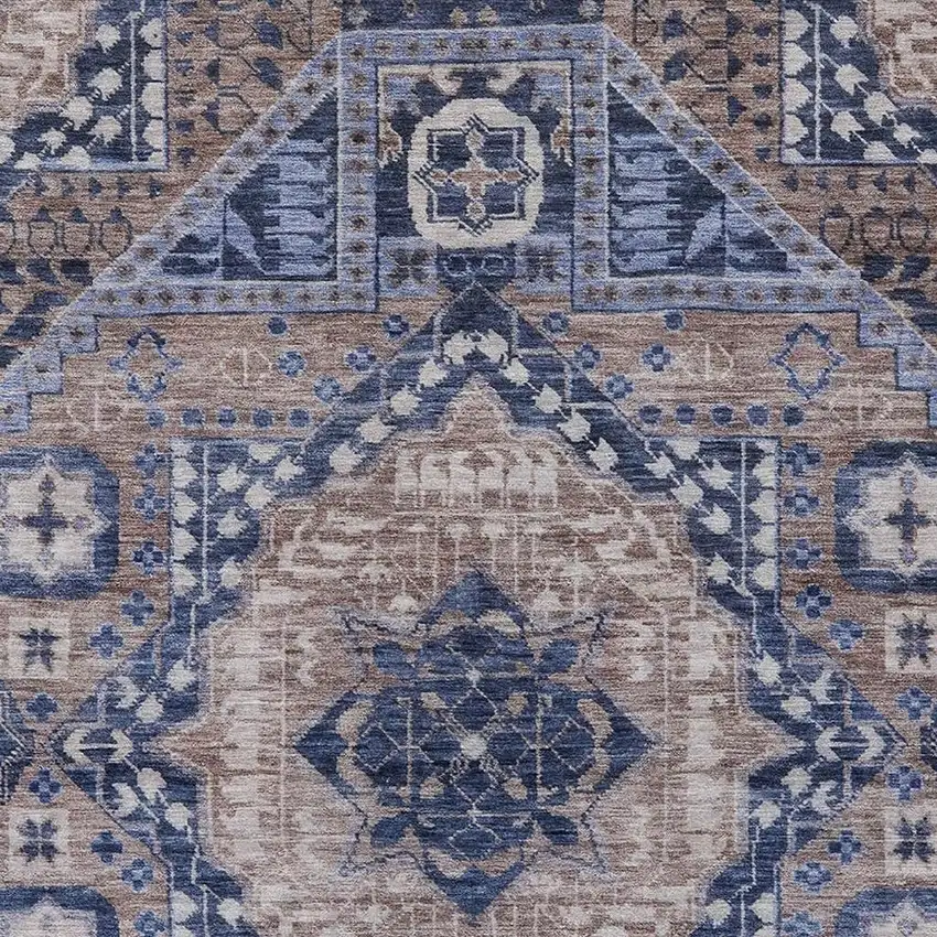 Brown And Beige Geometric Washable Indoor Outdoor Area Rug Photo 3