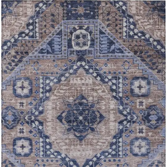 Brown And Beige Geometric Washable Indoor Outdoor Area Rug Photo 4