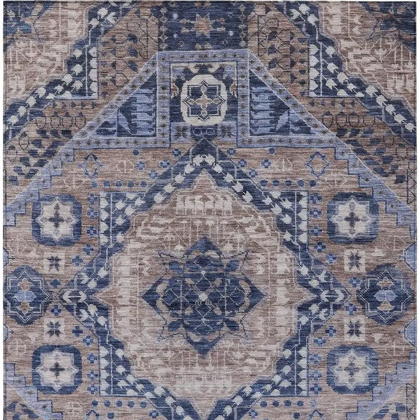 Brown And Beige Geometric Washable Indoor Outdoor Area Rug Photo 4