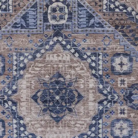 Brown And Beige Geometric Washable Indoor Outdoor Area Rug Photo 3