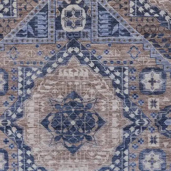 Brown And Beige Geometric Washable Indoor Outdoor Area Rug Photo 4