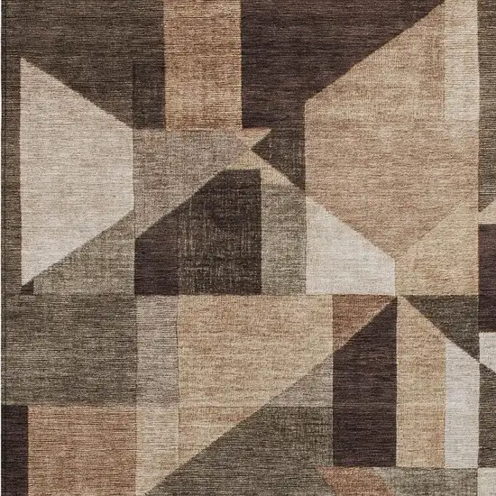 Brown And Beige Geometric Washable Indoor Outdoor Area Rug Photo 2