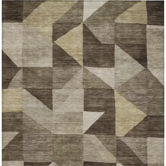 Brown And Beige Geometric Washable Indoor Outdoor Area Rug Photo 2