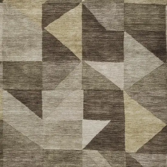 Brown And Beige Geometric Washable Indoor Outdoor Area Rug Photo 2