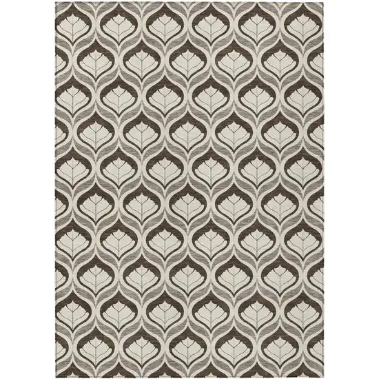 Brown And Beige Geometric Washable Indoor Outdoor Area Rug Photo 1
