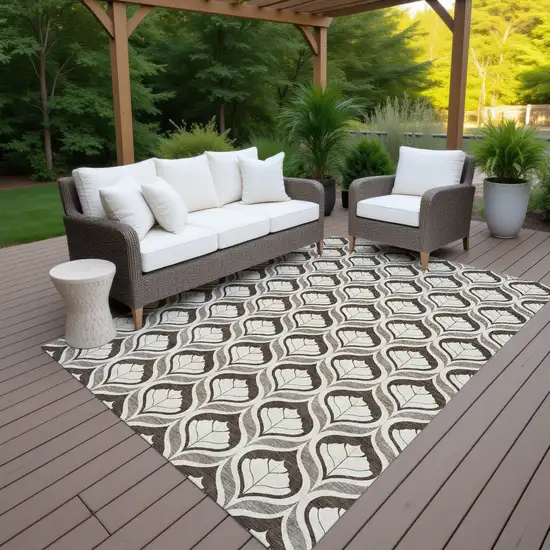 Brown And Beige Geometric Washable Indoor Outdoor Area Rug Photo 7