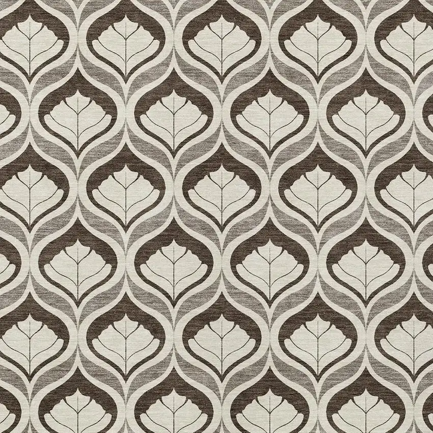 Brown And Beige Geometric Washable Indoor Outdoor Area Rug Photo 2