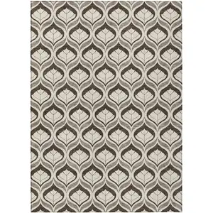 Photo of Brown And Beige Geometric Washable Indoor Outdoor Area Rug