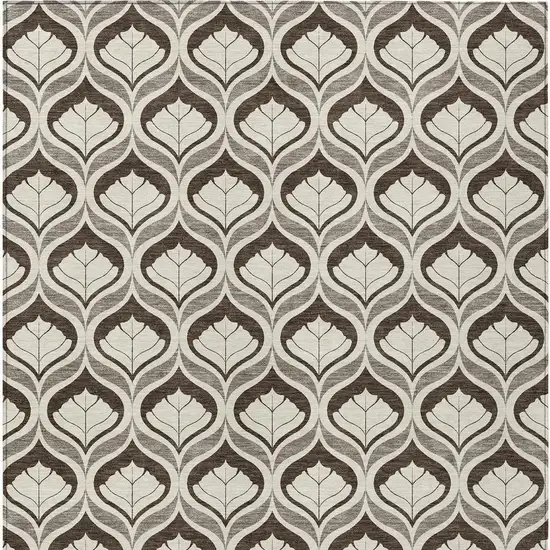 Brown And Beige Geometric Washable Indoor Outdoor Area Rug Photo 3