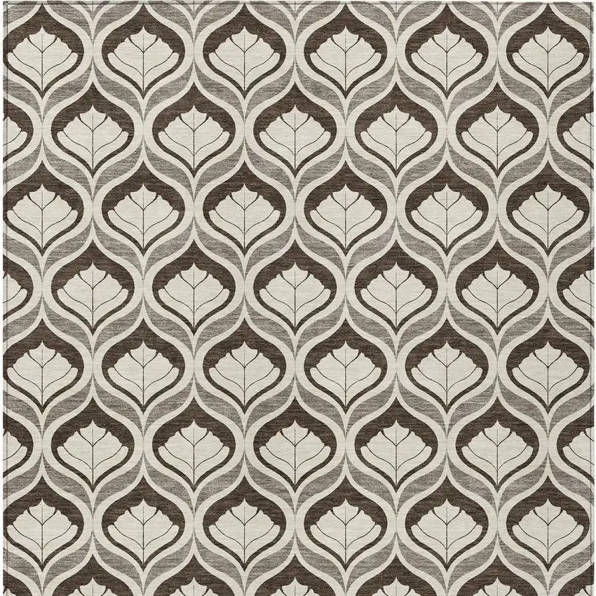 Brown And Beige Geometric Washable Indoor Outdoor Area Rug Photo 3