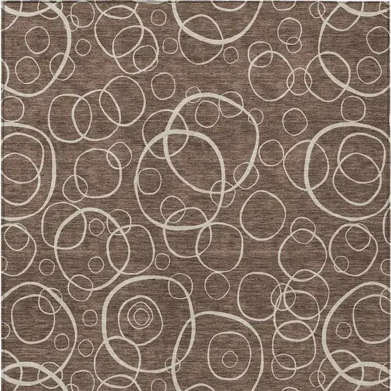Brown And Beige Geometric Washable Indoor Outdoor Area Rug Photo 2