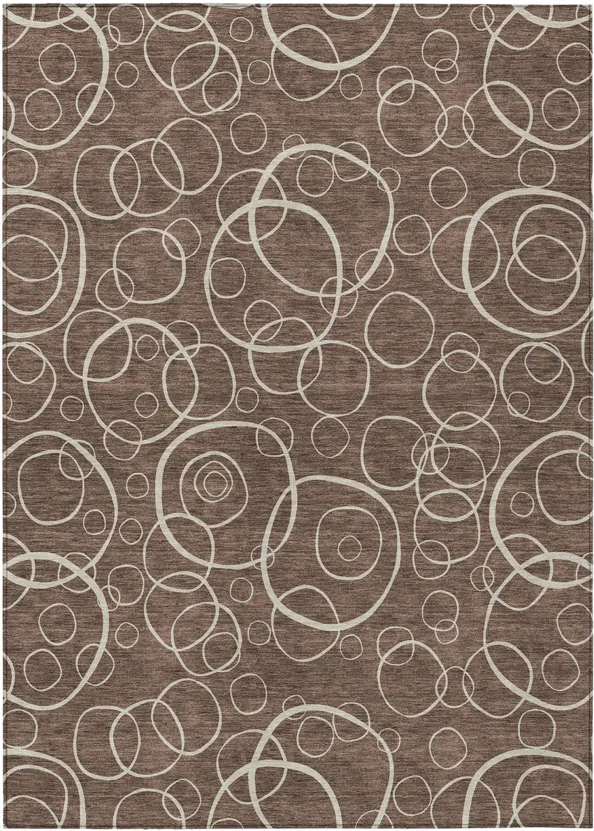 Brown And Beige Geometric Washable Indoor Outdoor Area Rug Photo 1