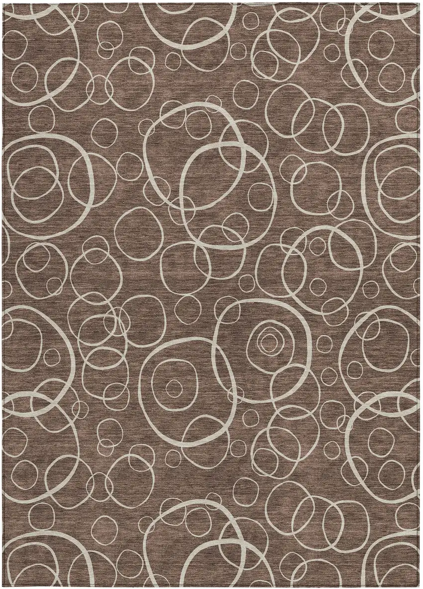 Brown And Beige Geometric Washable Indoor Outdoor Area Rug Photo 3