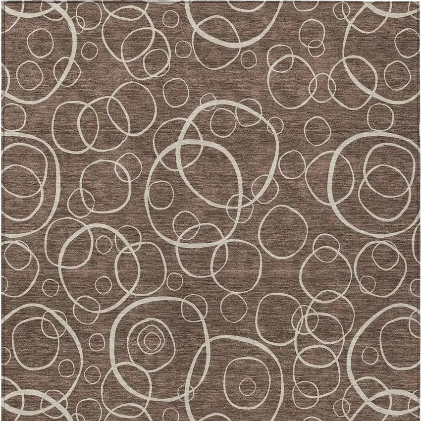 Brown And Beige Geometric Washable Indoor Outdoor Area Rug Photo 3