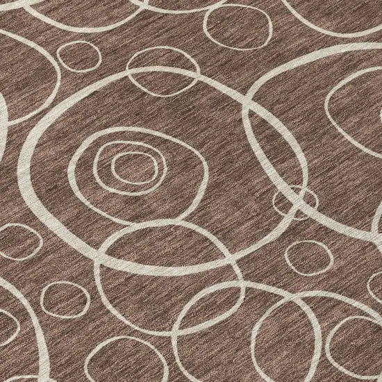 Brown And Beige Geometric Washable Indoor Outdoor Area Rug Photo 6
