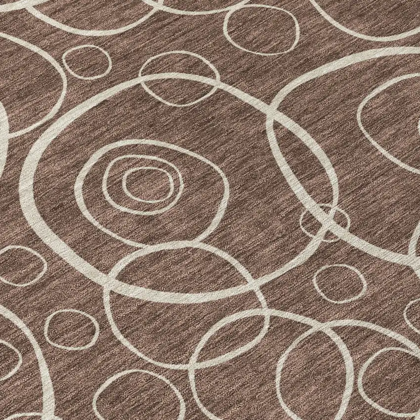 Brown And Beige Geometric Washable Indoor Outdoor Area Rug Photo 6