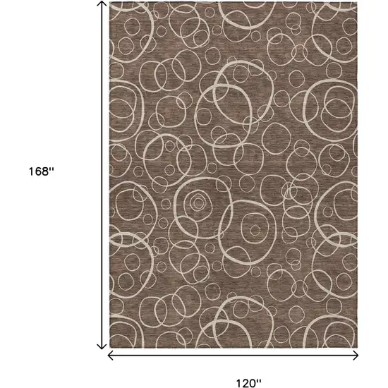Brown And Beige Geometric Washable Indoor Outdoor Area Rug Photo 7