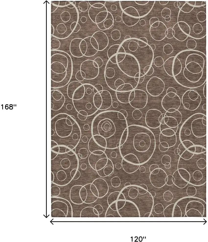 Brown And Beige Geometric Washable Indoor Outdoor Area Rug Photo 7