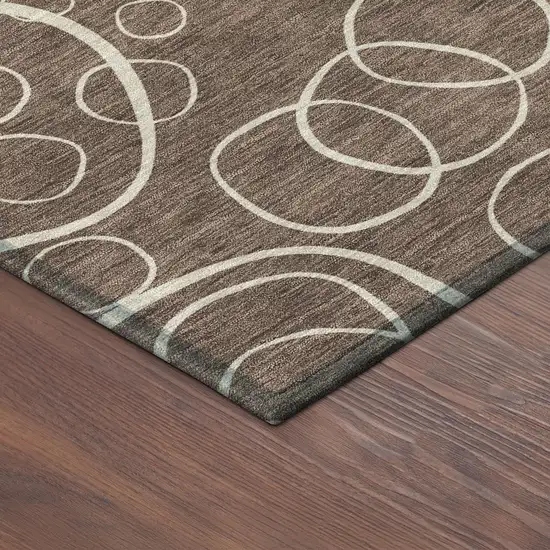 Brown And Beige Geometric Washable Indoor Outdoor Area Rug Photo 5