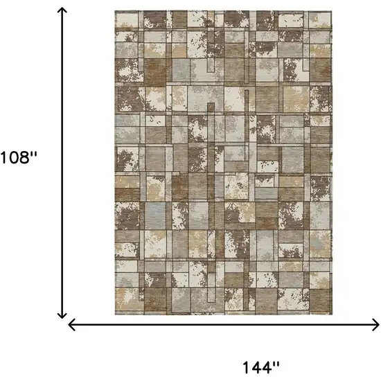 Brown And Beige Geometric Washable Indoor Outdoor Area Rug Photo 6