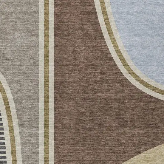 Brown And Beige Geometric Washable Indoor Outdoor Area Rug Photo 2