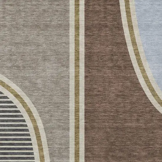 Brown And Beige Geometric Washable Indoor Outdoor Area Rug Photo 2