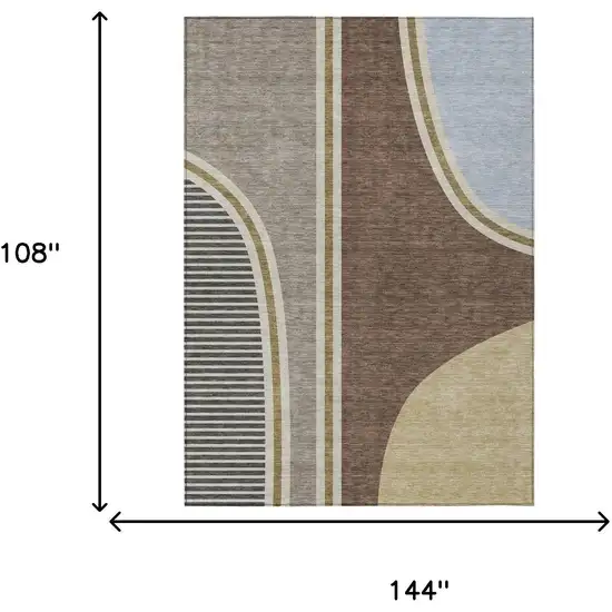 Brown And Beige Geometric Washable Indoor Outdoor Area Rug Photo 6
