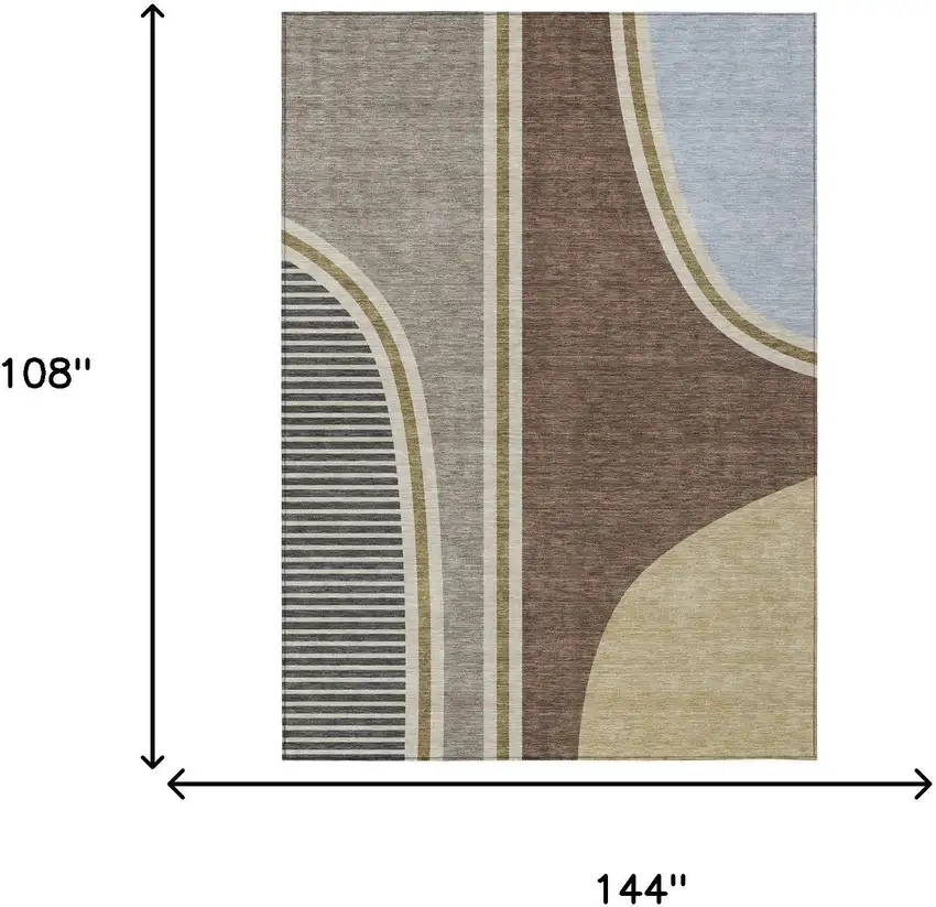 Brown And Beige Geometric Washable Indoor Outdoor Area Rug Photo 6