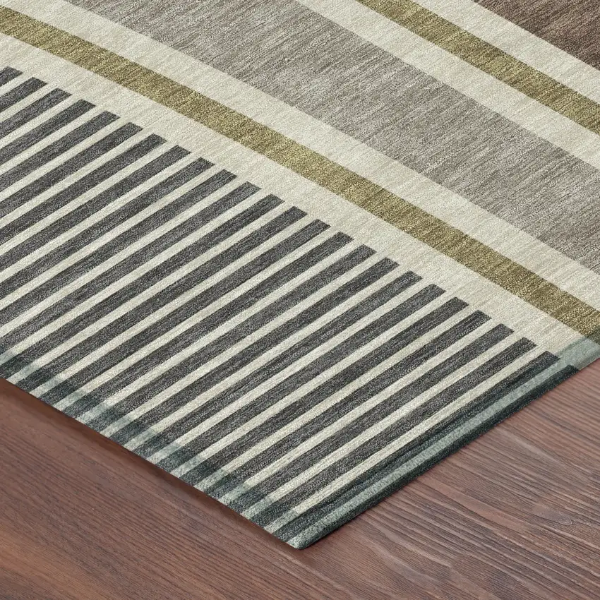 Brown And Beige Geometric Washable Indoor Outdoor Area Rug Photo 8