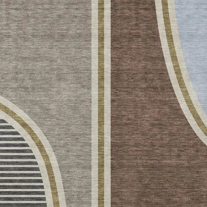 Brown And Beige Geometric Washable Indoor Outdoor Area Rug Photo 2