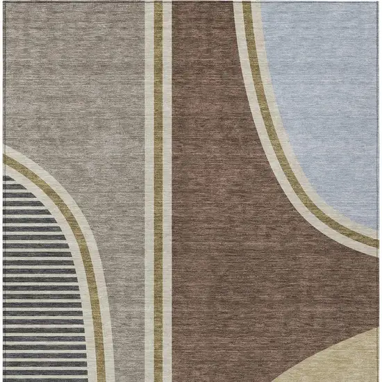 Brown And Beige Geometric Washable Indoor Outdoor Area Rug Photo 3
