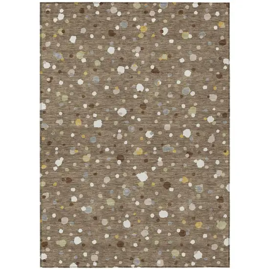 Brown And Beige Geometric Washable Indoor Outdoor Area Rug Photo 2