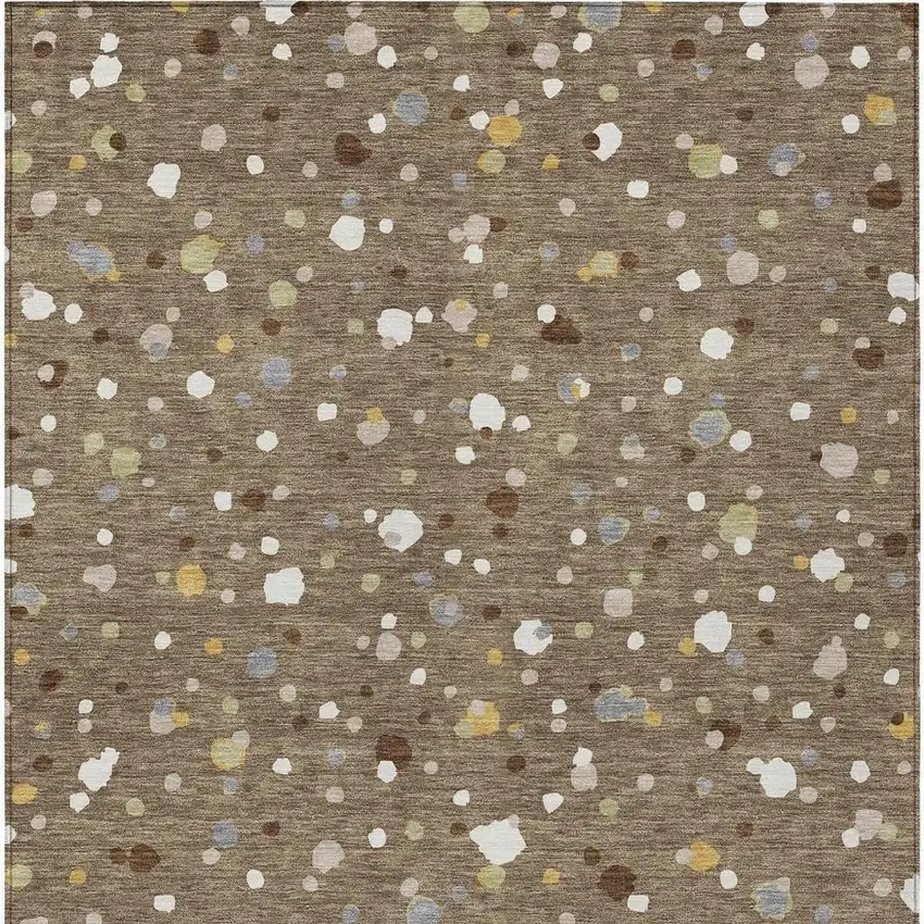 Brown And Beige Geometric Washable Indoor Outdoor Area Rug Photo 4