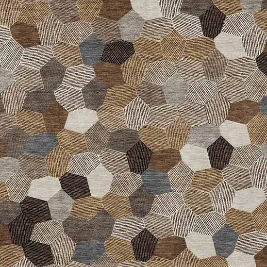 Brown And Beige Geometric Washable Indoor Outdoor Area Rug Photo 2
