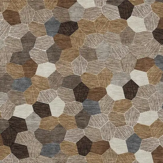 Brown And Beige Geometric Washable Indoor Outdoor Area Rug Photo 2