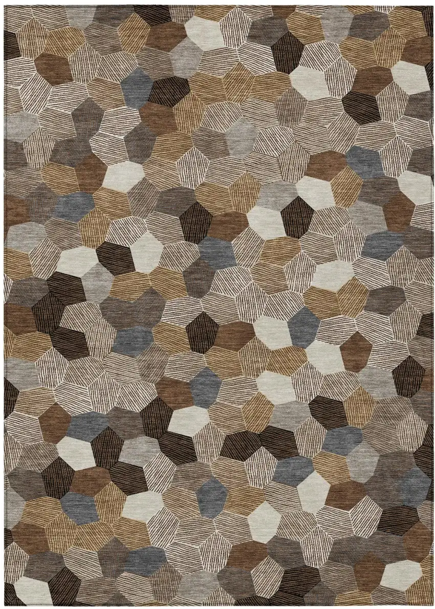 Brown And Beige Geometric Washable Indoor Outdoor Area Rug Photo 1