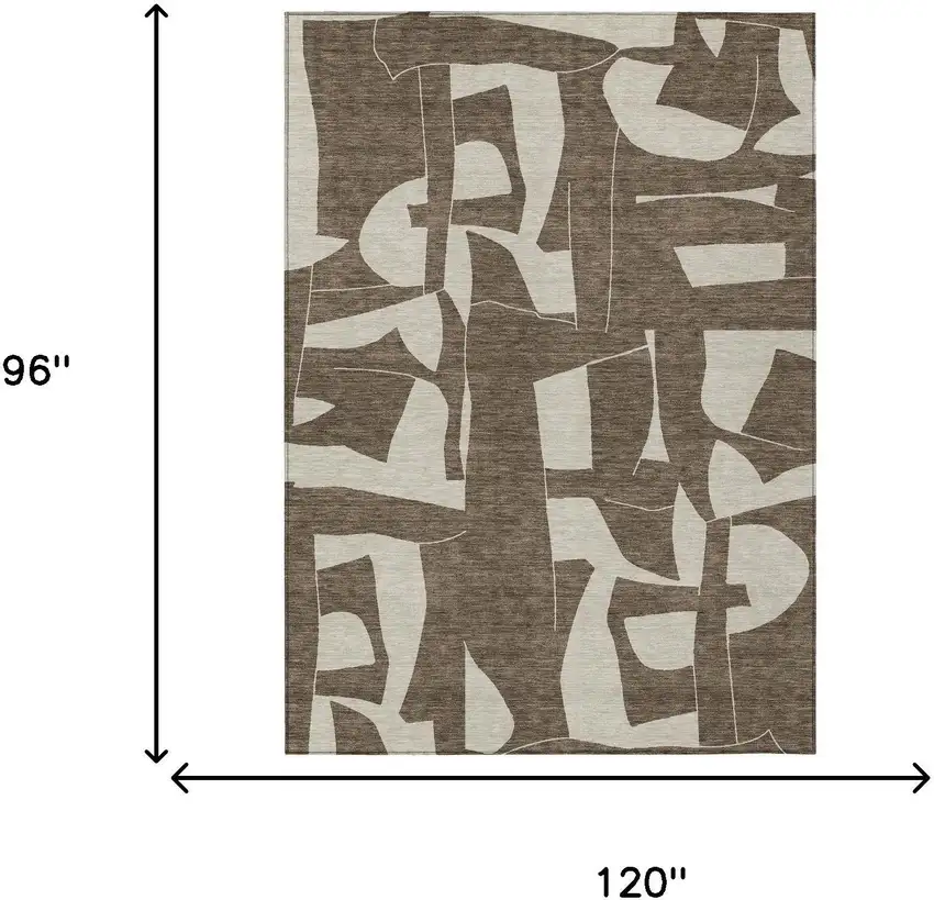 Brown And Beige Geometric Washable Indoor Outdoor Area Rug Photo 6