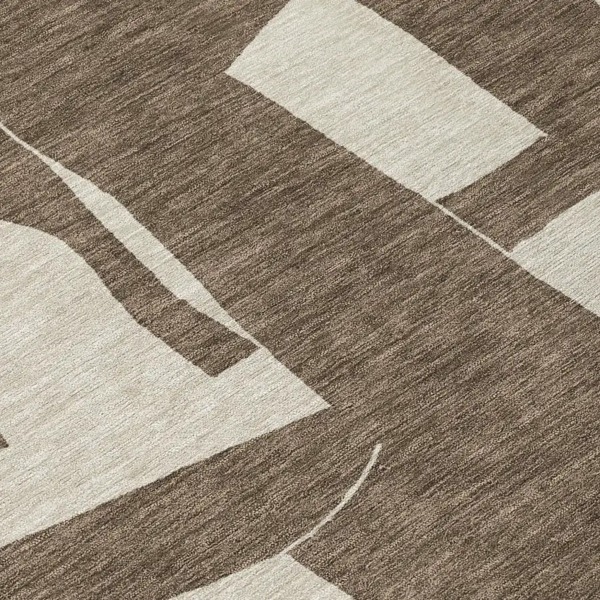 Brown And Beige Geometric Washable Indoor Outdoor Area Rug Photo 5