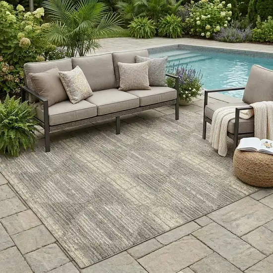 Brown And Beige Geometric Washable Indoor Outdoor Area Rug Photo 1