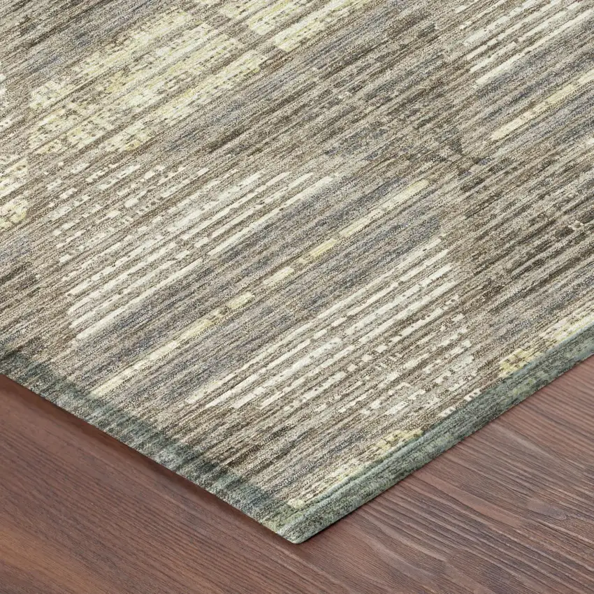 Brown And Beige Geometric Washable Indoor Outdoor Area Rug Photo 7