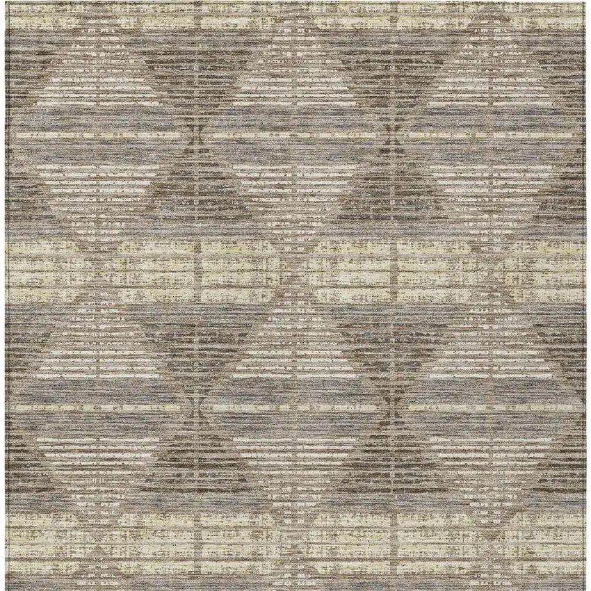 Brown And Beige Geometric Washable Indoor Outdoor Area Rug Photo 4