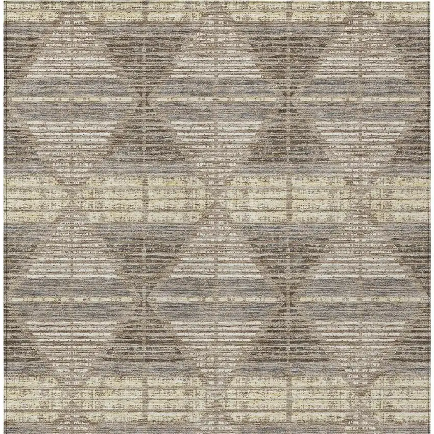 Brown And Beige Geometric Washable Indoor Outdoor Area Rug Photo 6