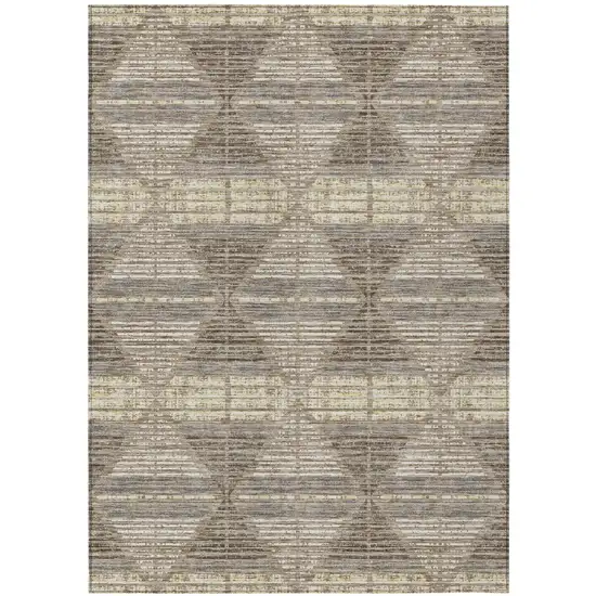 Brown And Beige Geometric Washable Indoor Outdoor Area Rug Photo 2