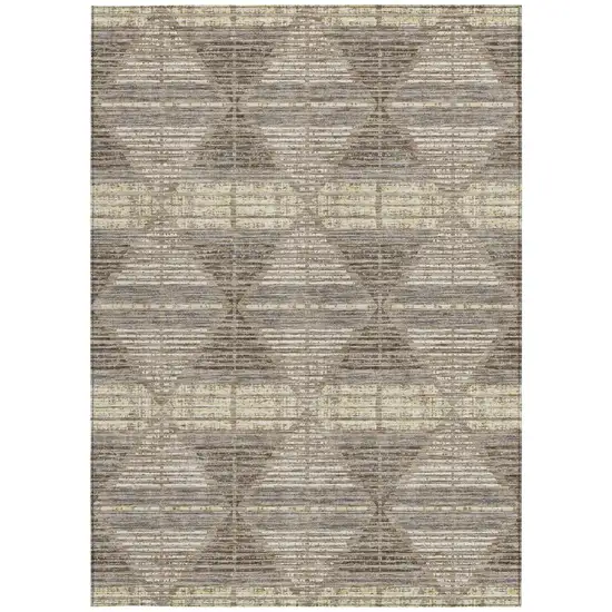Brown And Beige Geometric Washable Indoor Outdoor Area Rug Photo 3