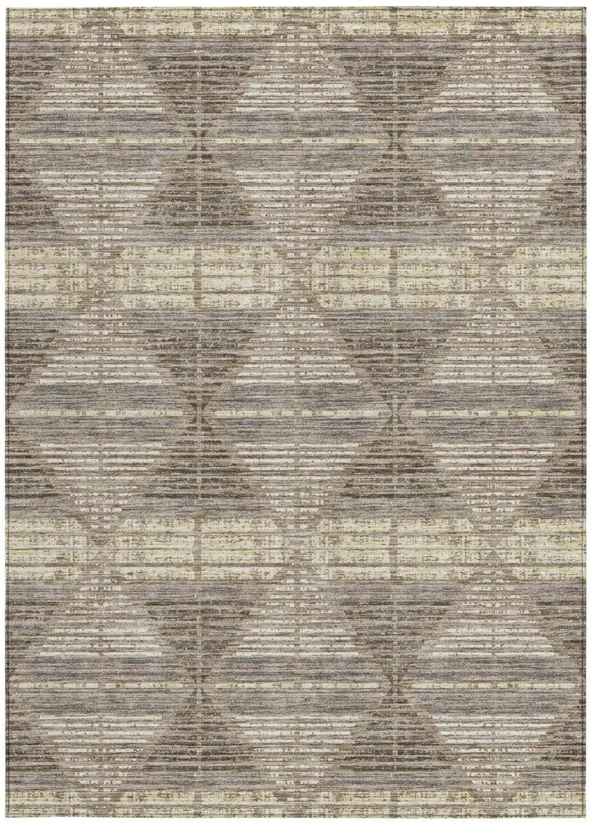 Brown And Beige Geometric Washable Indoor Outdoor Area Rug Photo 3