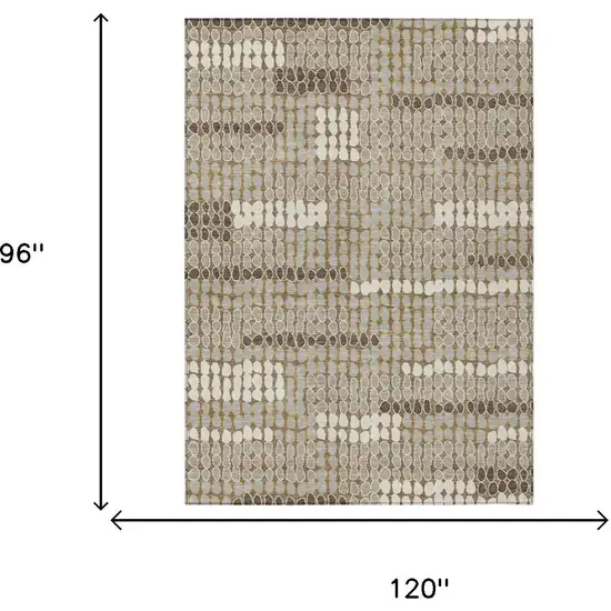 Brown And Beige Geometric Washable Indoor Outdoor Area Rug Photo 5